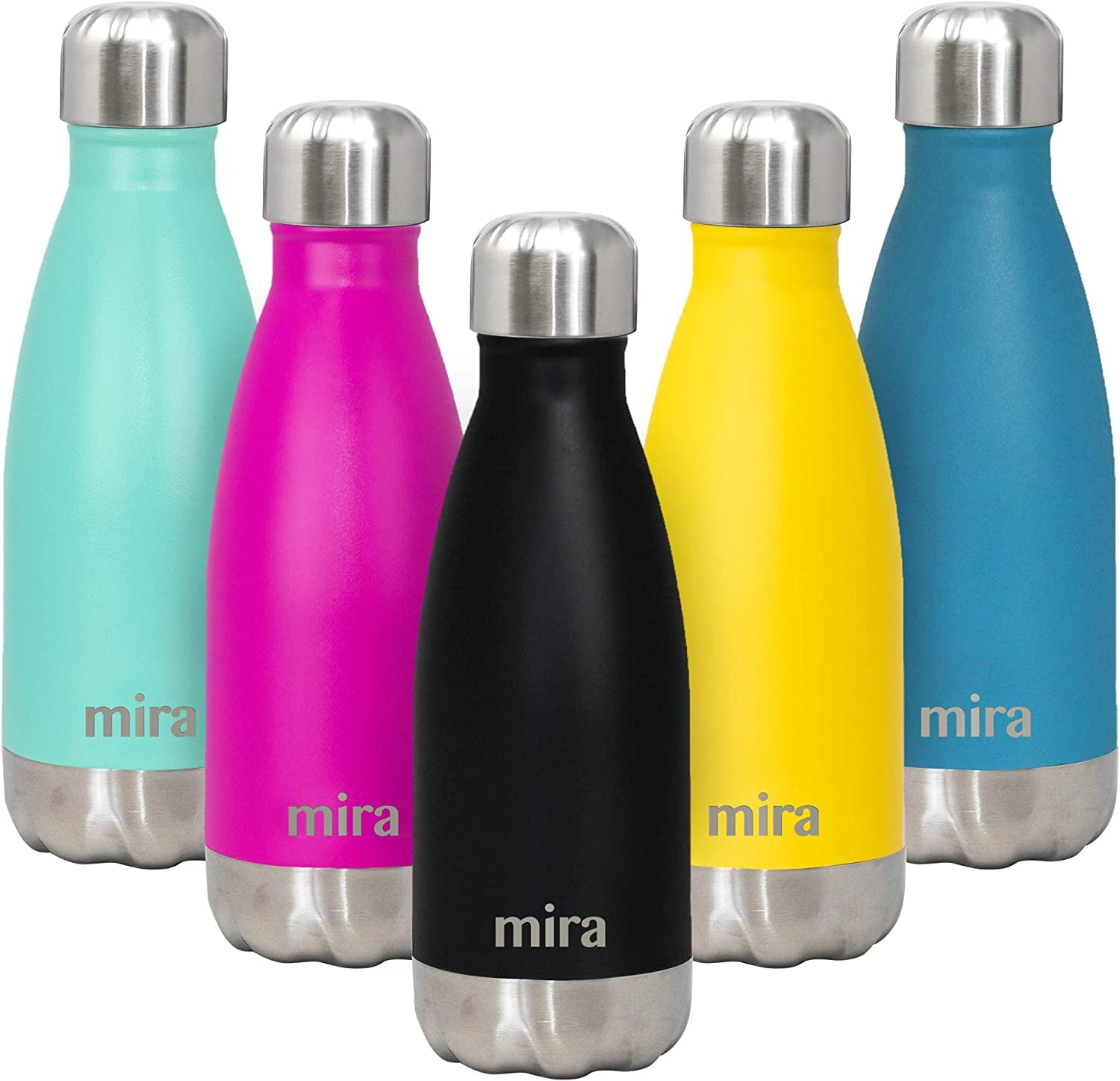 12 Oz Insulated Slim Stainless Steel Water Bottle - Double Wall Thermo Flask for 24Hr Cold & 12Hr Hot - Sleek Black Design