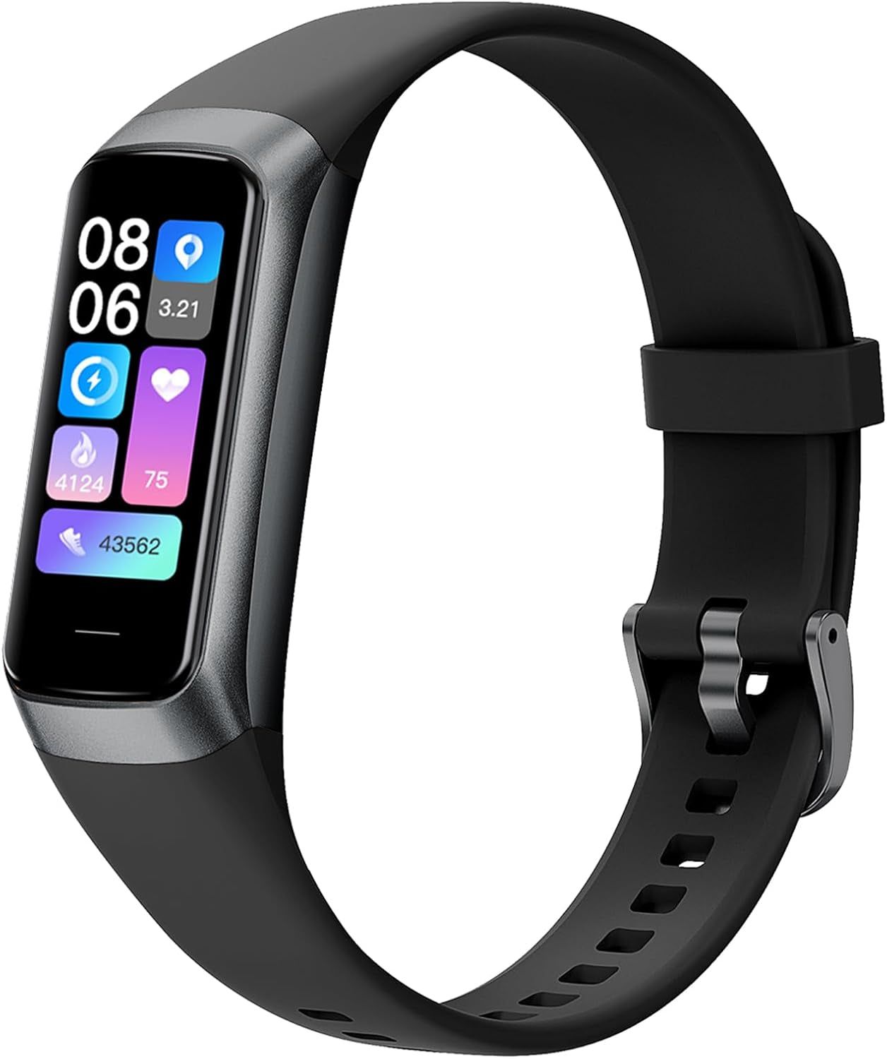 Amoled Health & Fitness Tracker Watch for Men & Women - Slim Design, 25 Sports Modes, Heart Rate & Blood Pressure Monitor, IP68 Waterproof, Step Counter, Alarm & Stopwatch Features