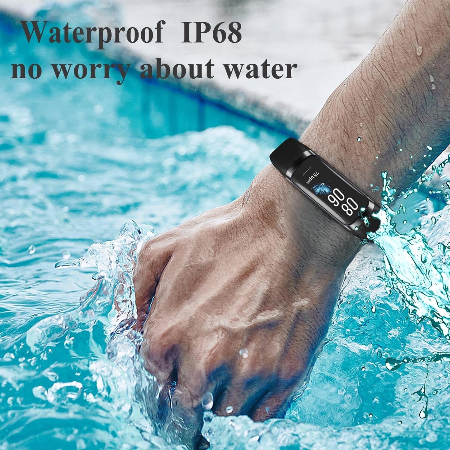 Amoled Health & Fitness Tracker Watch for Men & Women - Slim Design, 25 Sports Modes, Heart Rate & Blood Pressure Monitor, IP68 Waterproof, Step Counter, Alarm & Stopwatch Features